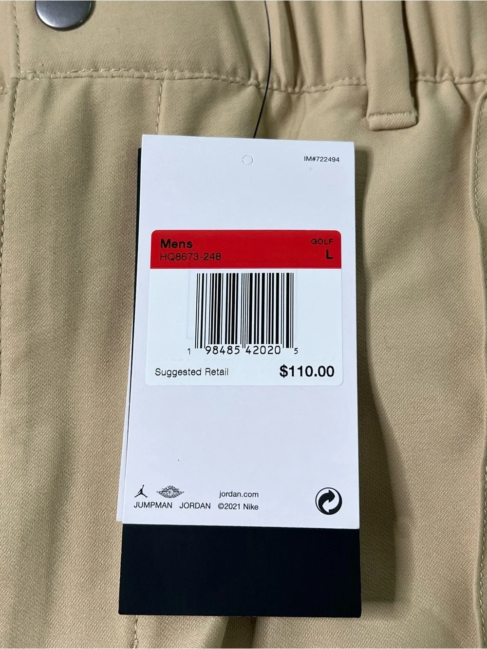 Jordan Sport Golf Pants Men’s Size Large